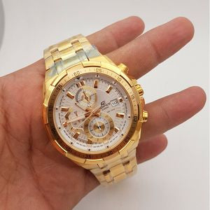 Gold Chain White Dial Men’s Watch Chronograph Working