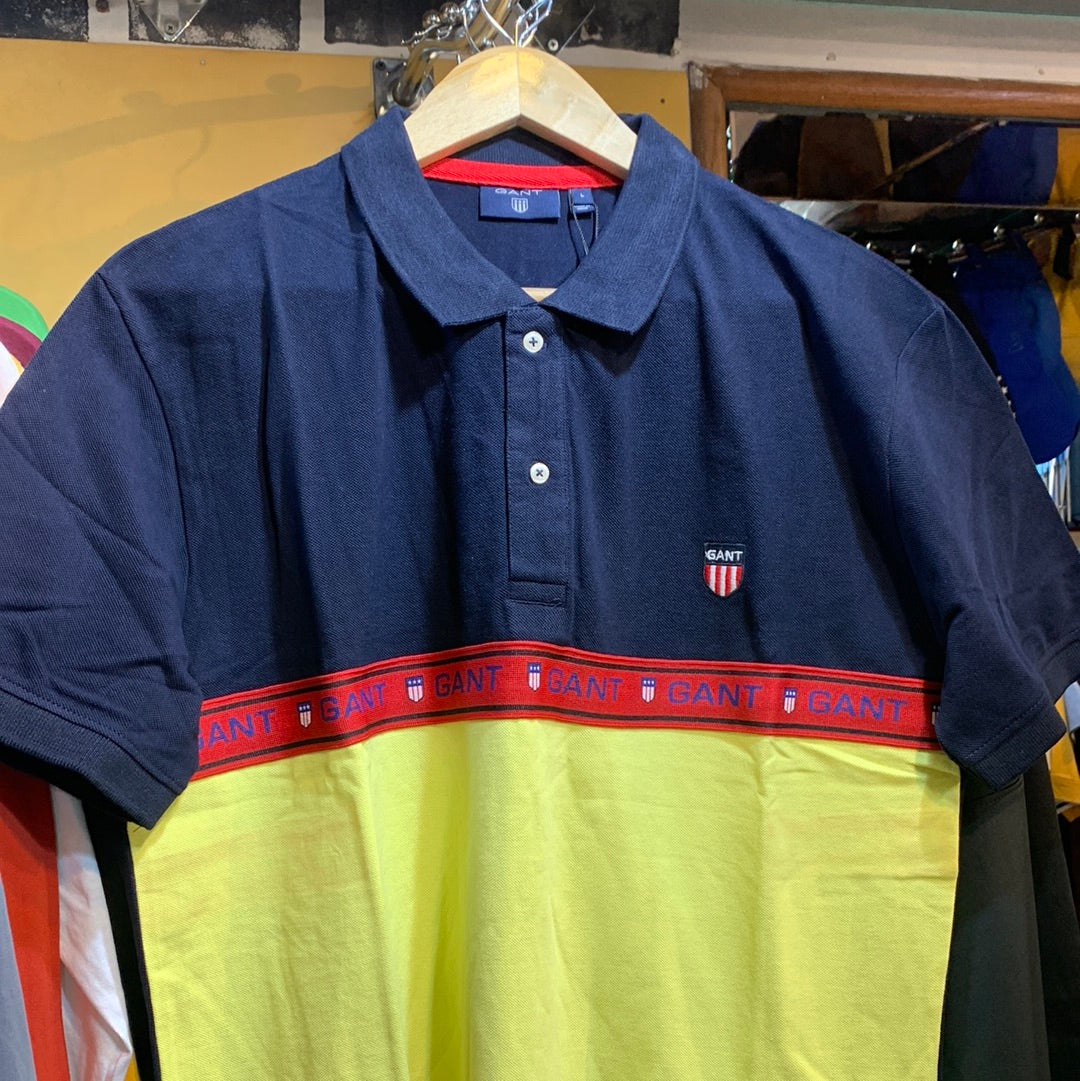 TNAG Navy Blue Yellow Red Colour Collar Half Sleeves TShirt 110332