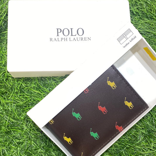 Maroon Colour LOP POL With Red Yellow Green Horse Print Genuine Leather Men Wallet 10002