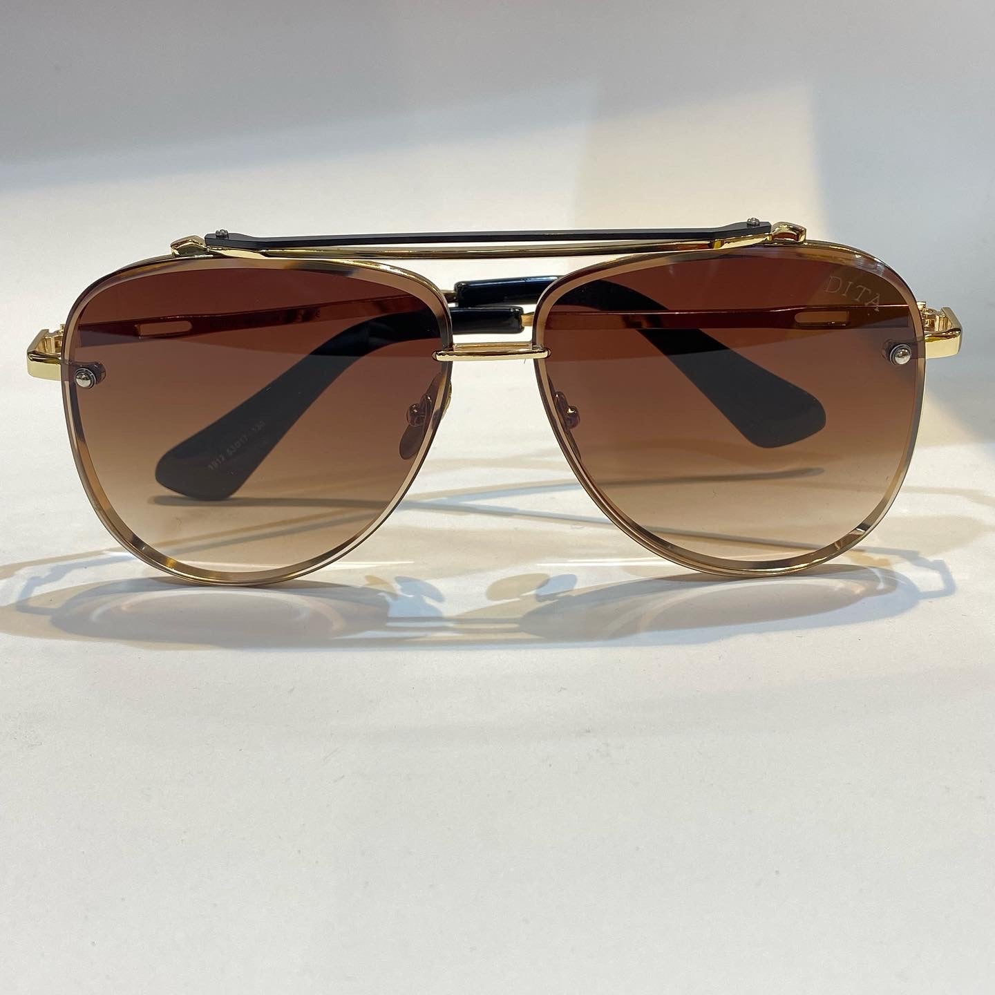TID Gold Frame Browm Shade Unisex Branded Sunglasses 1912 53 17-139