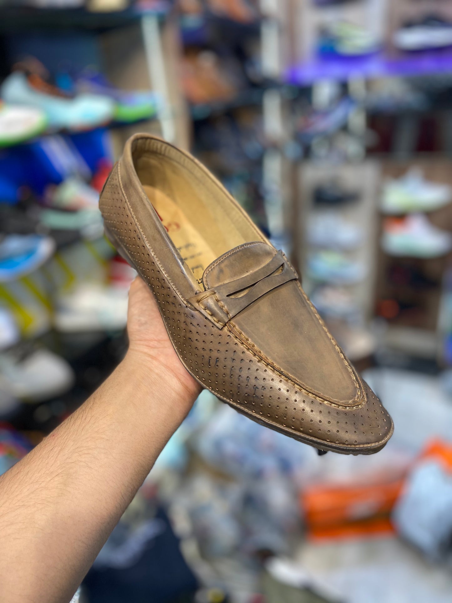 Beige Tan Goose Tie Loafers Formal Shoes For Men Model Number 3153