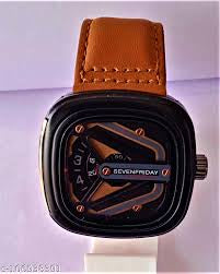 Ves Brown Strap Square Dial Watch For Men