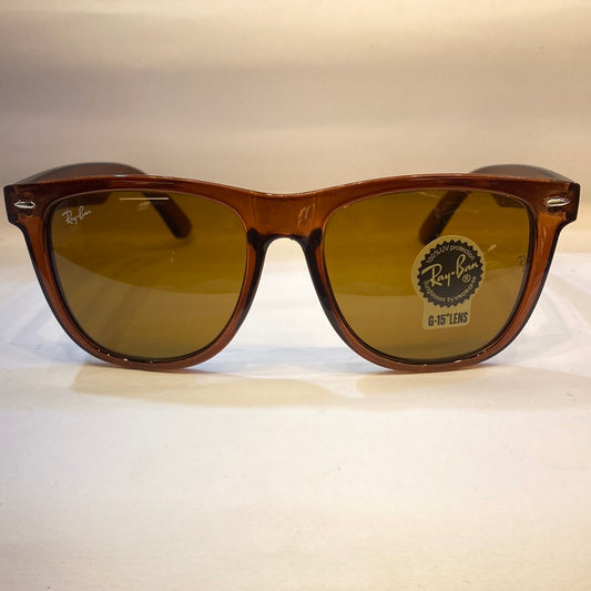 YAR RB Glossy Brown Frame Brown Shade Unisex Big Size Sunglasses RB2140 F 902 54 18 3N