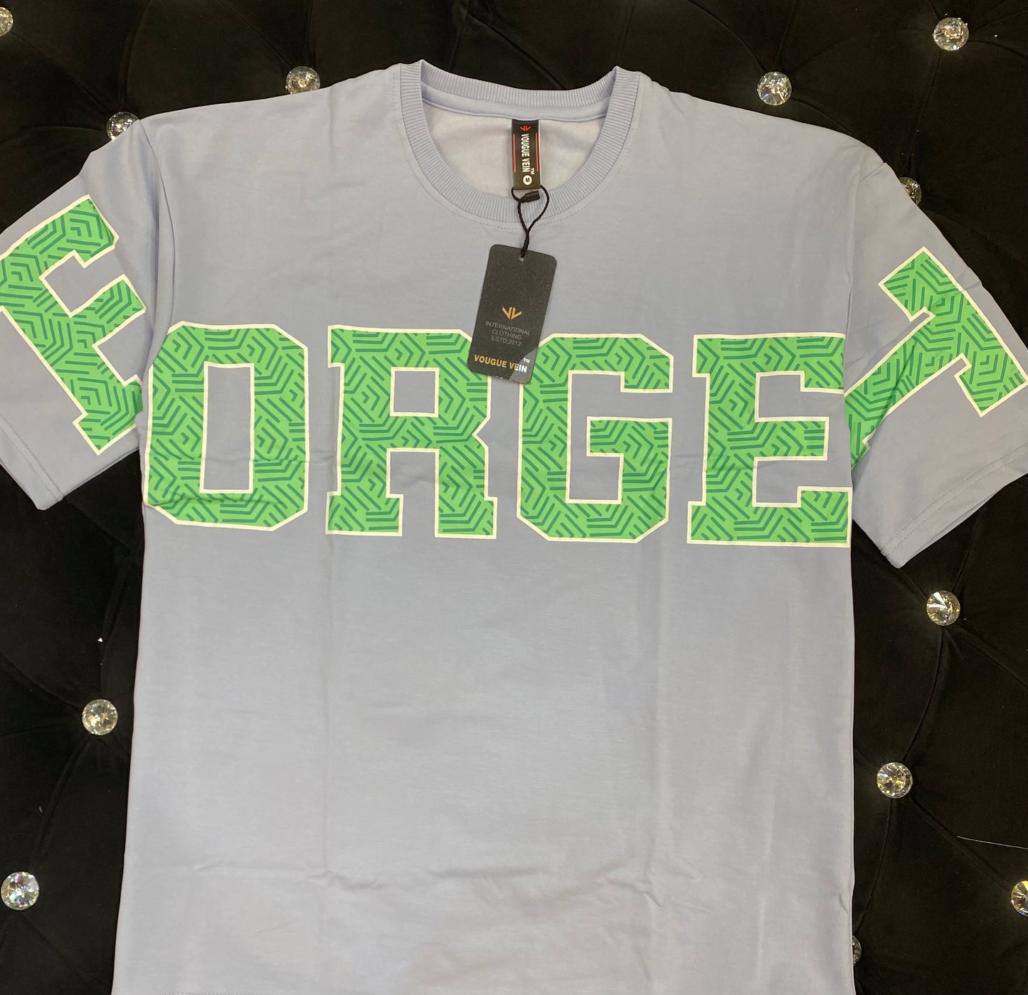 Forget Purple Colour With Big Green Forget Print Half Sleeve TShirt 4262714