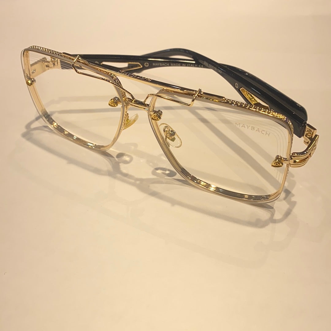 Gold Fram Transparent Glass Printed Branded Luxury Sunglasses Z62 50 16-143