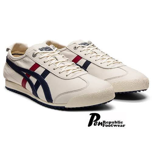 Cream Colour Navy Blue Red Strips Running Shoes Tiger 580320