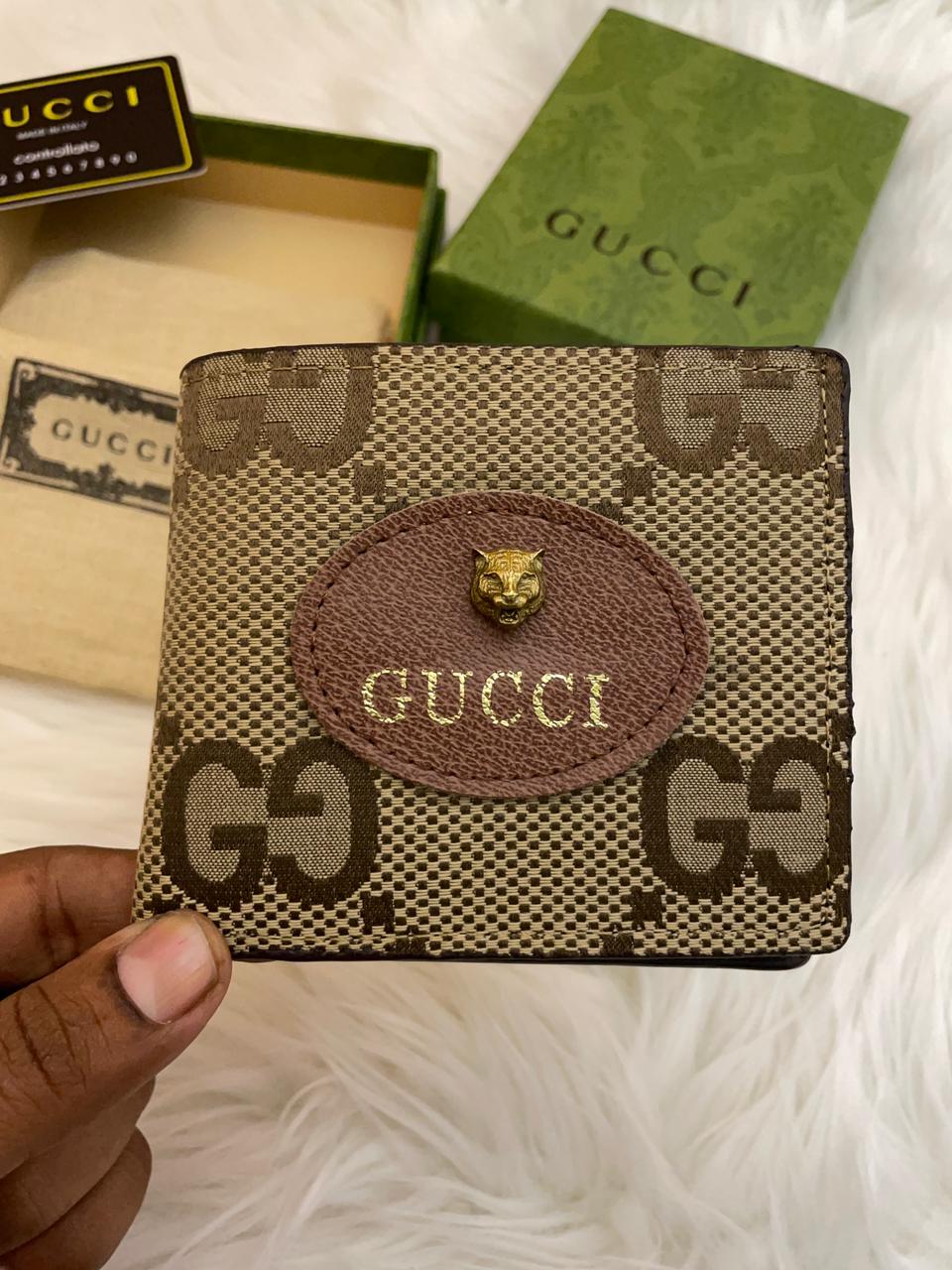 Cug Branded Luxury Italian Leather Wallet Modal Apricot Big Tiger Head Hardware Men Wallet 60223018