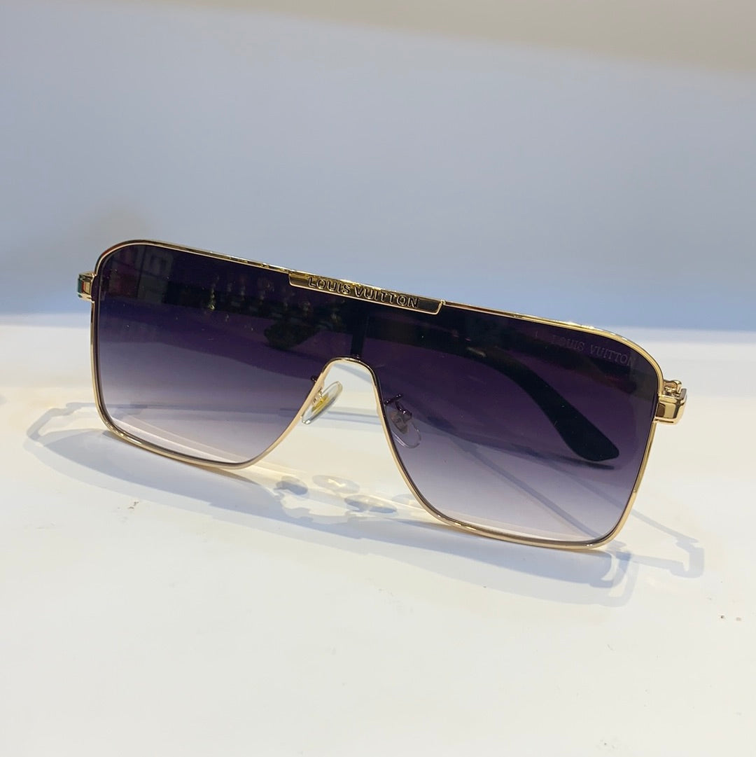 Lou uol Golden Frame Purple White Shade Unisex Sunglass 22254 60 14 145