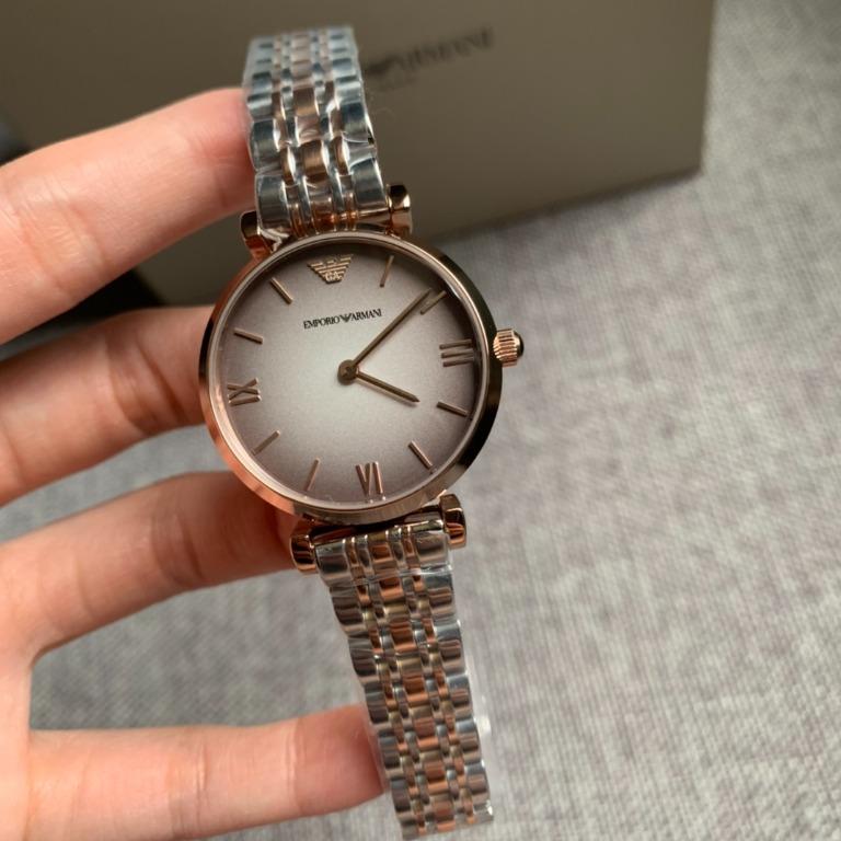 Mra Rose Gold Silver Chain White Dial Ladies Watch