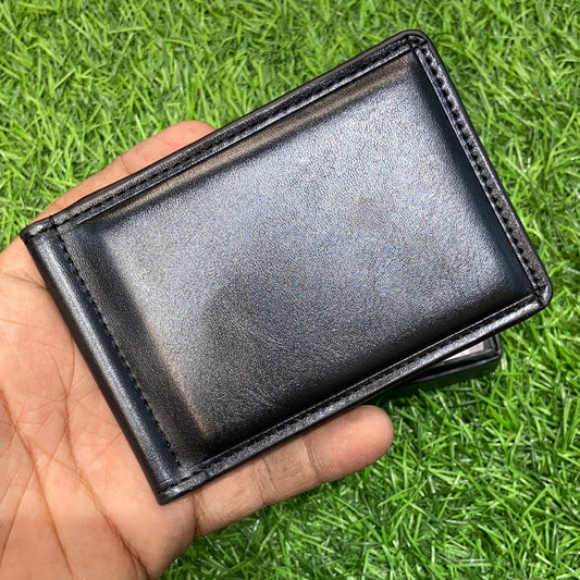Black Genuine Leather Clipper Wallet for Men 800352