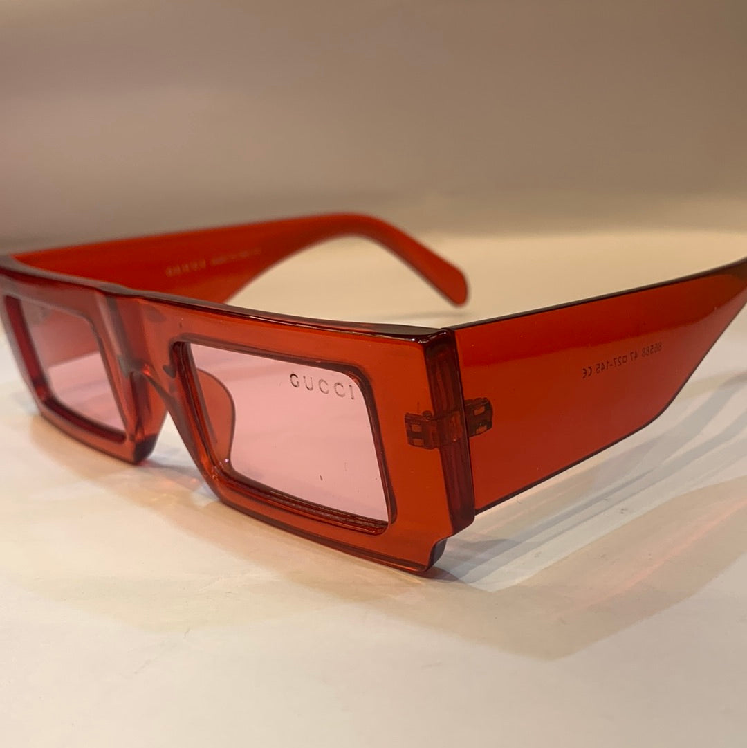CUG Glossy Red Print Frame Red Shade Unisex Sunglass 86588 47 27 145