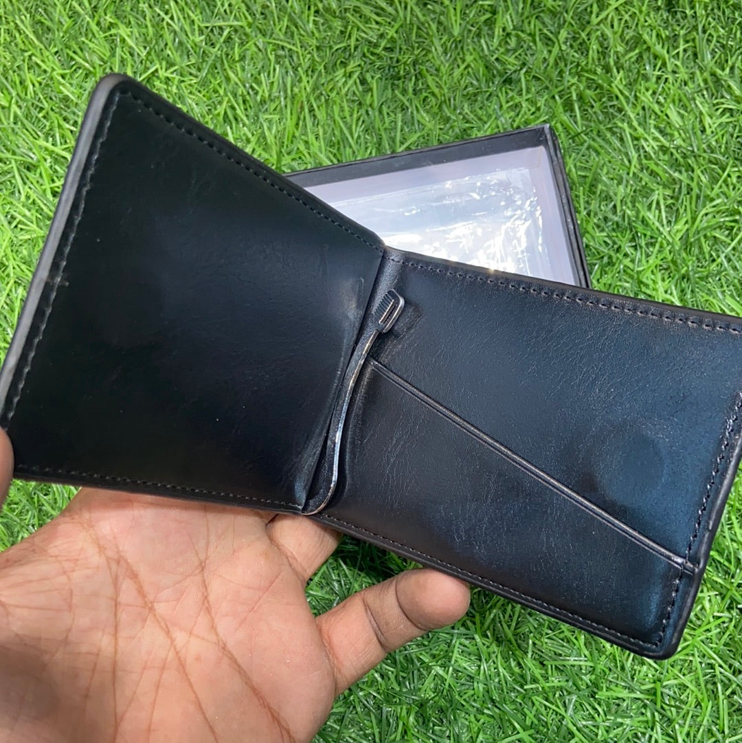 Black Genuine Leather Clipper Wallet for Men 800352