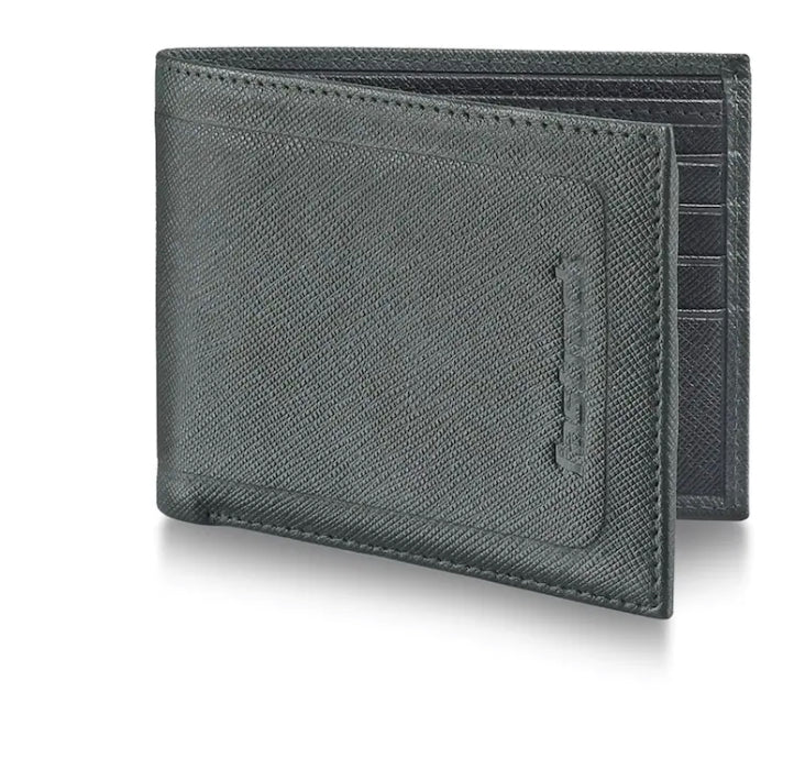 GREEN LEATHER BIFOLD WALLET
