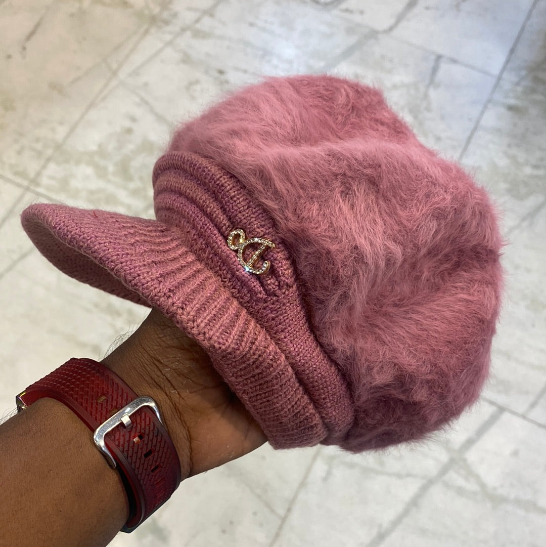 Peach Colour DO Wool Women's Fashion Hat Plush Knitted Wind Shield Ear Guard Solid Color Atmosphere Simple Autumn and Winter Warm Hat DO Cap 9353