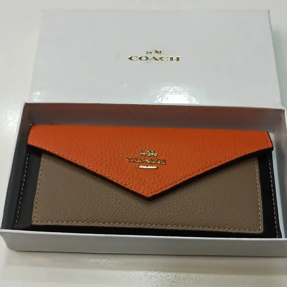 AOC Monogram With Aoc Gold Logo Three Fold Envelope Long Wallet Ladies Wallet