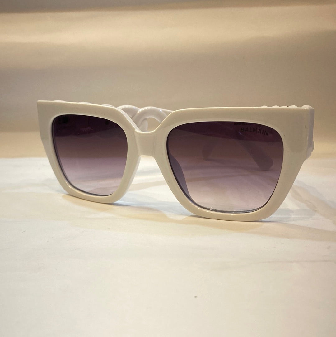 LAB White Frame Purple Shade Unisex Sunglasses