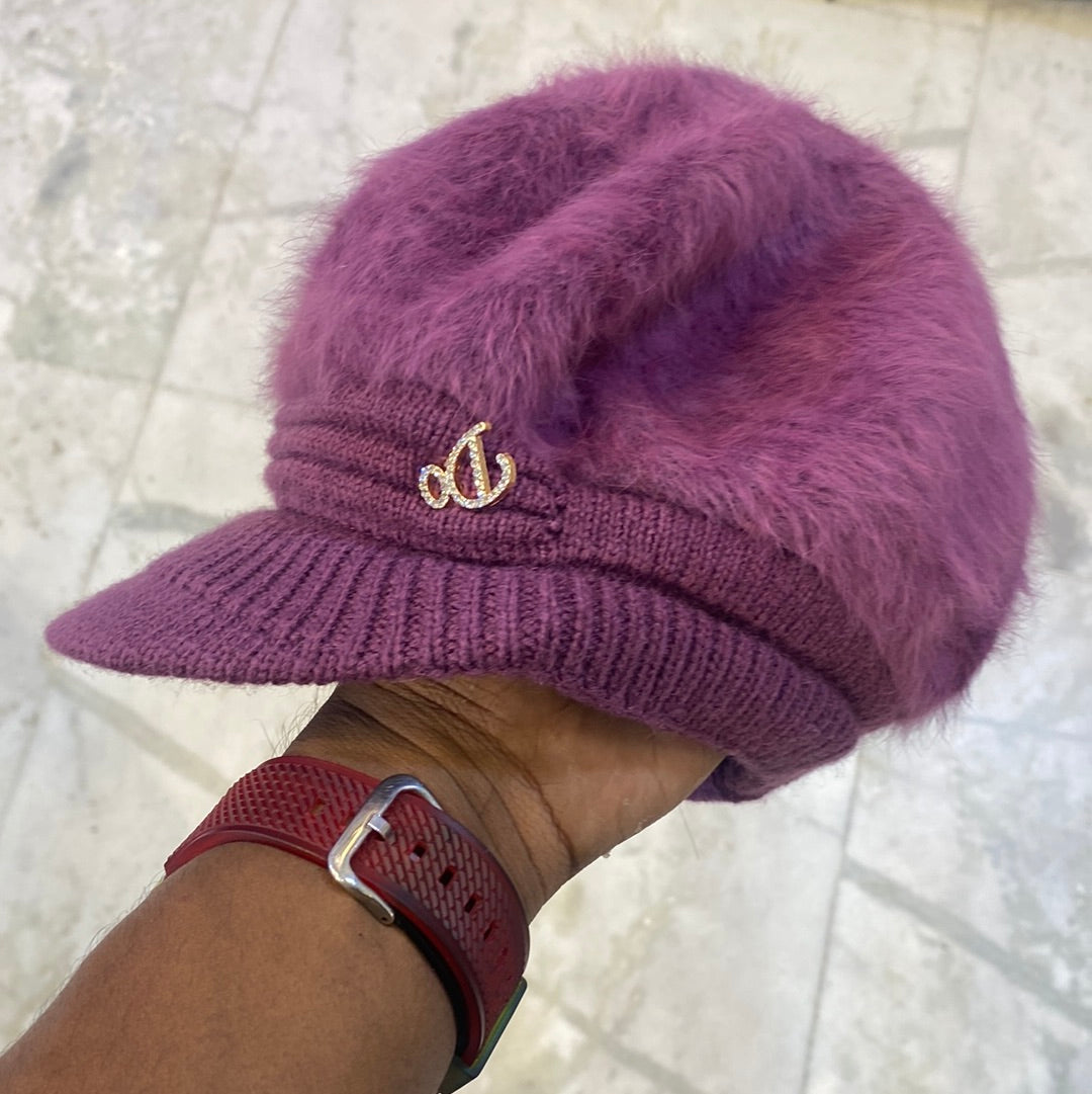 Pink Colour DO Wool Women's Fashion Hat Plush Knitted Wind Shield Ear Guard Solid Color Atmosphere Simple Autumn and Winter Warm Hat DO Cap 9352