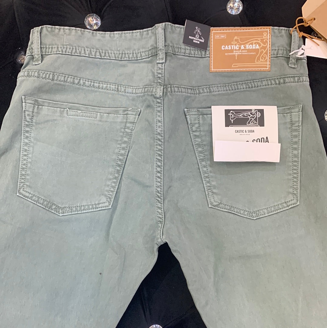 C&S Sea Green Colour RFD Castic & Soda Trousers Pants Jeans 26028