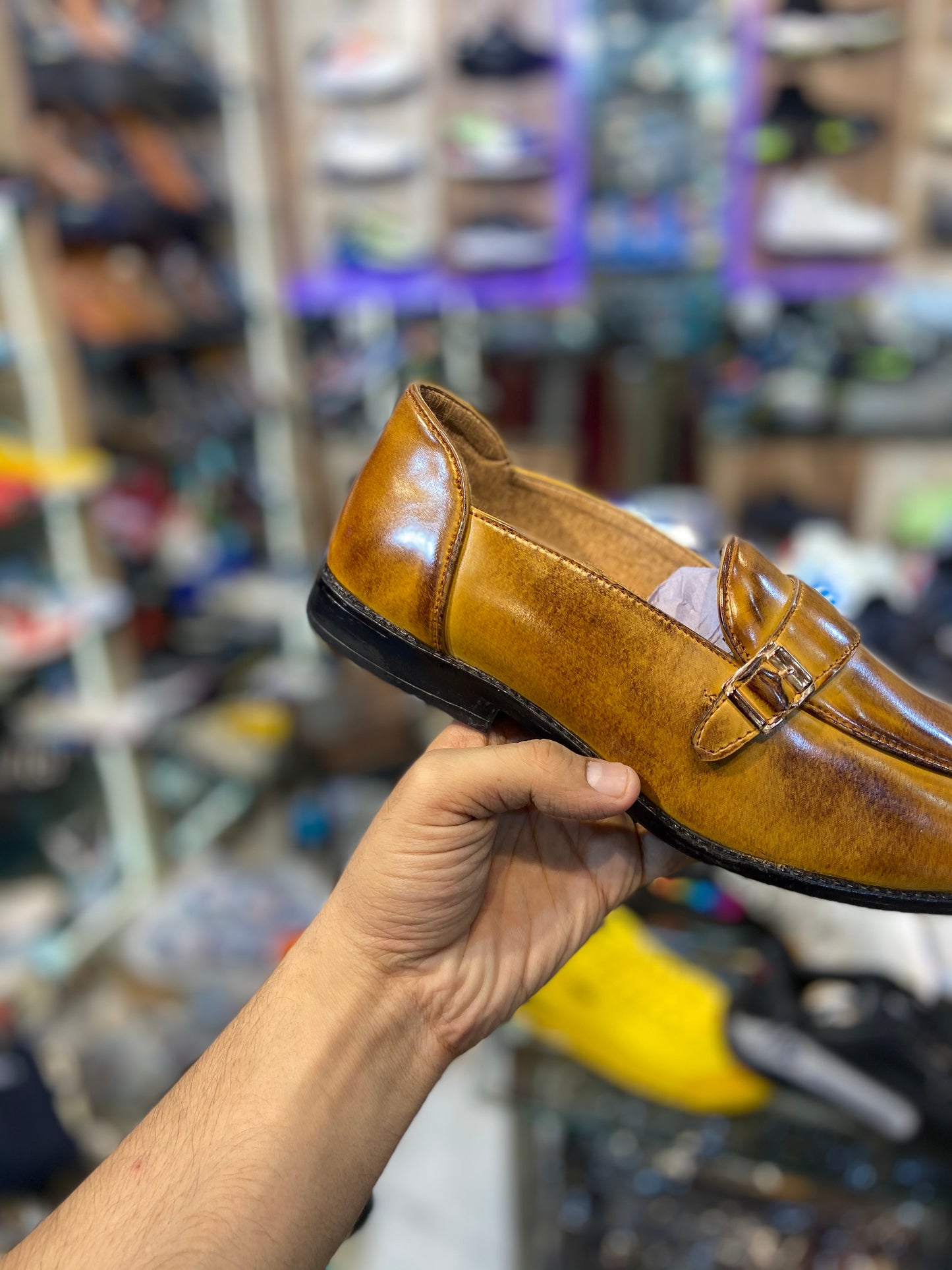 Tan Buckle Loafers Formal Shoes For Men Model Number 0031
