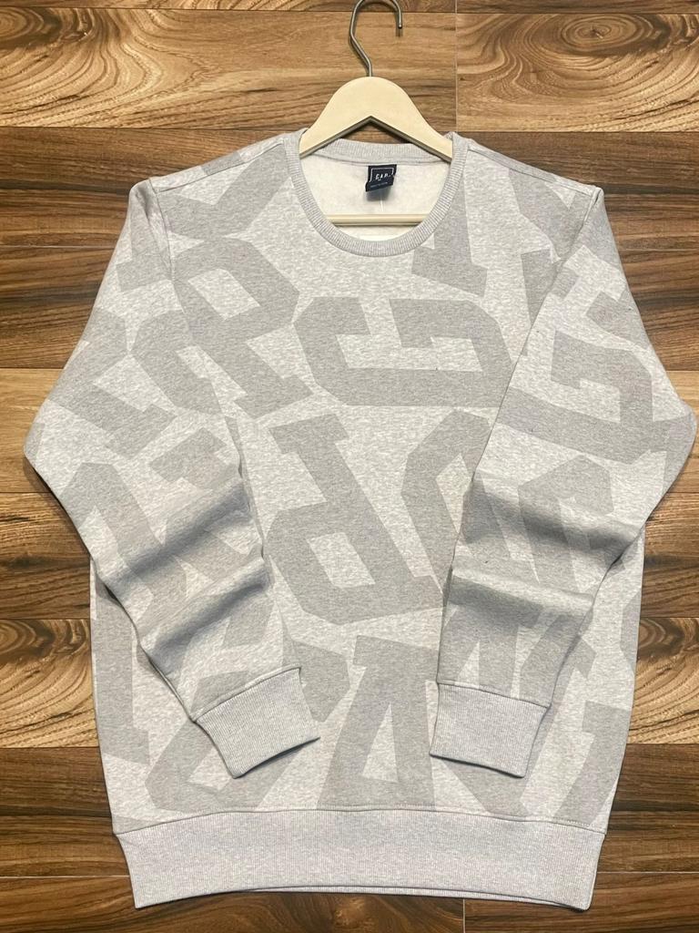 PAG White Grey Colour With G Print Imported Fabric Sweatshirt
