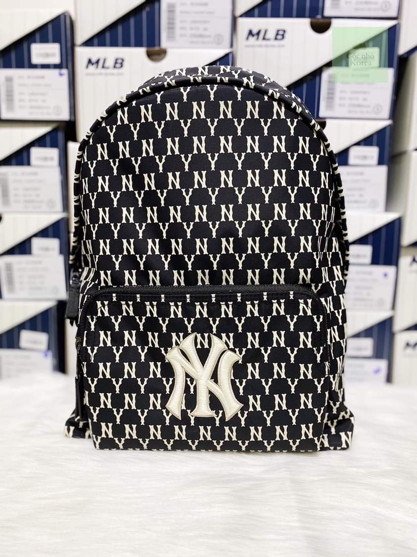 YN MLB Black Colour Monogram Design Premium Quality Backpack