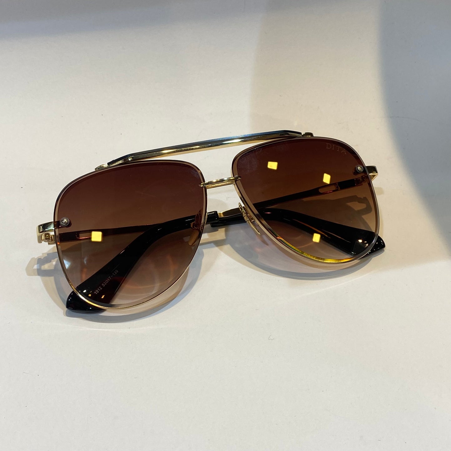 TID Gold Frame Browm Shade Unisex Branded Sunglasses 1912 53 17-139