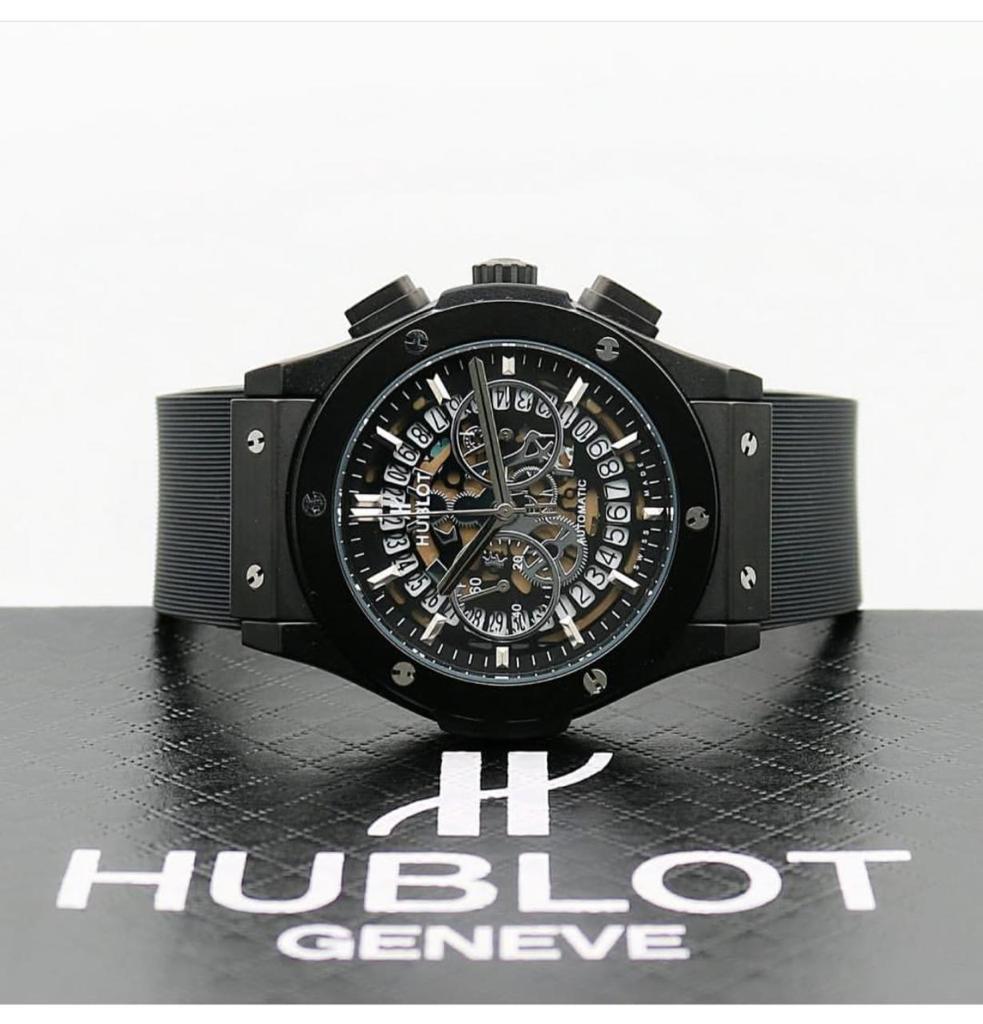 Buh Black Dial Chrono Leather Silicone Strap Watch For Men