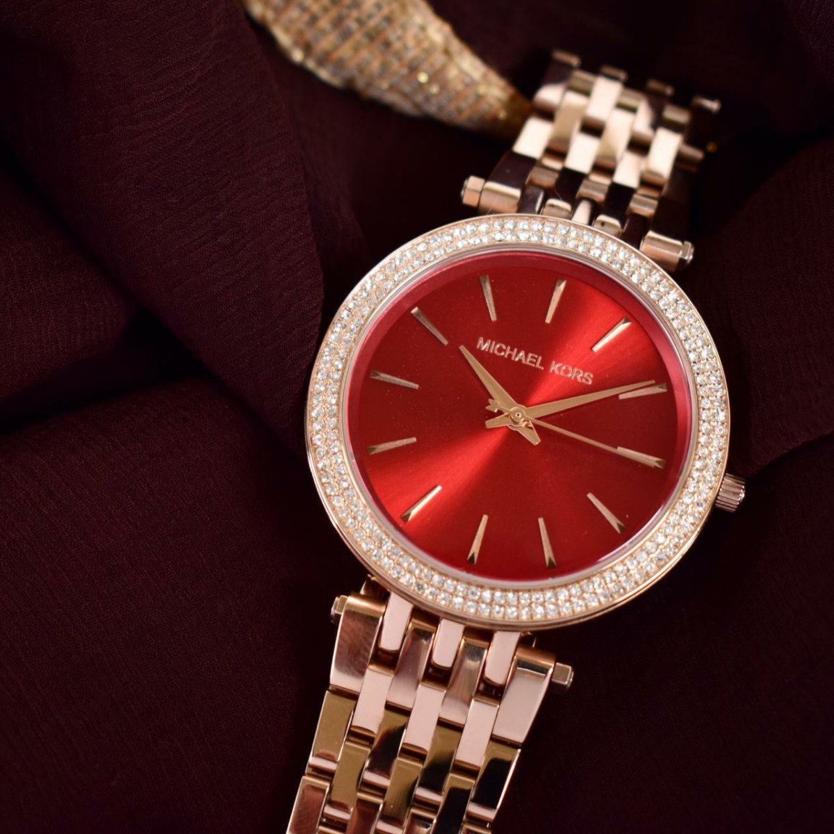 Cim Rose Gold Chain Red Dial Ladies Watch