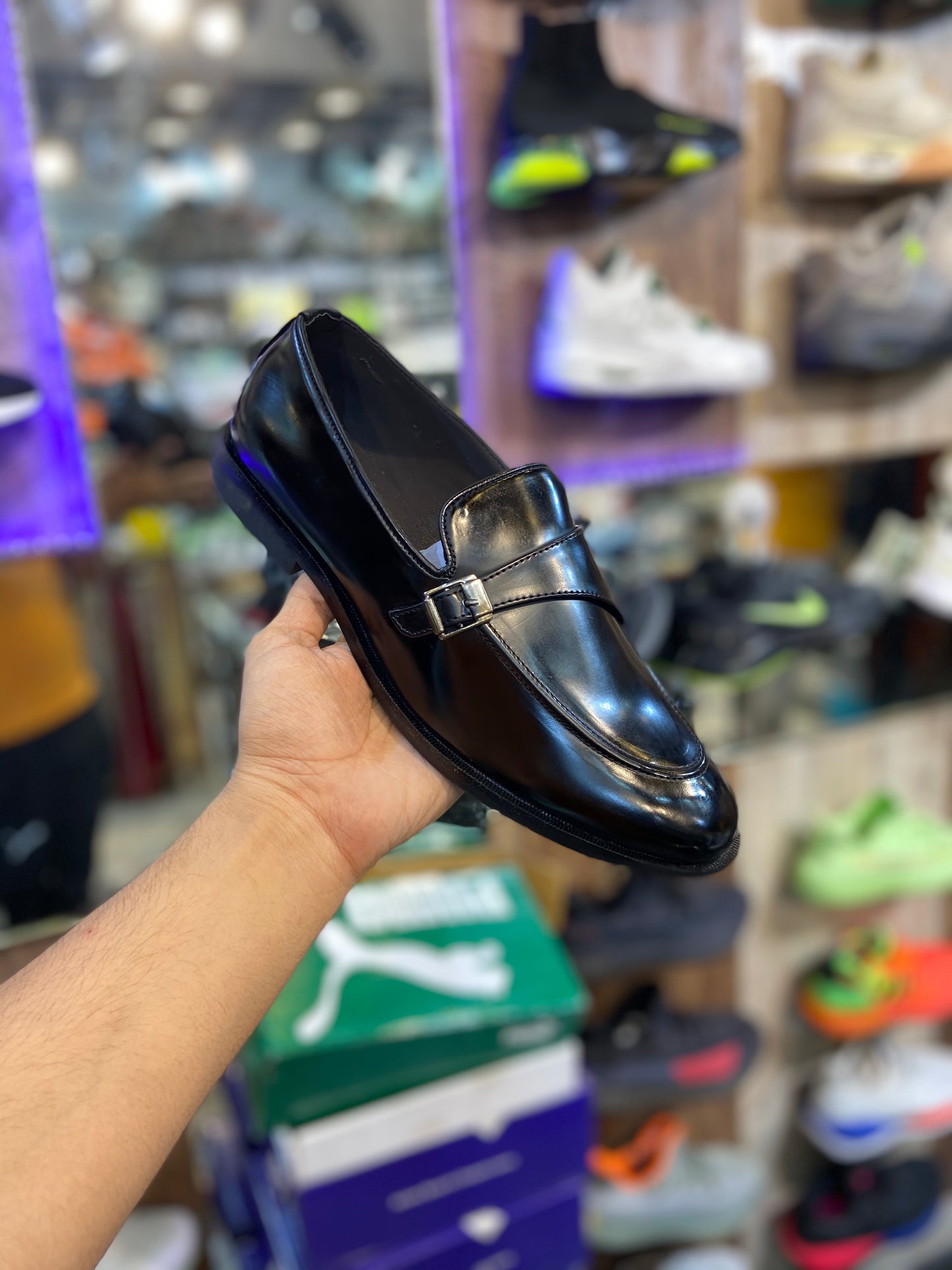 Black Single Monk Buckle Loafers Formal Shoes For Men Model Number 4005