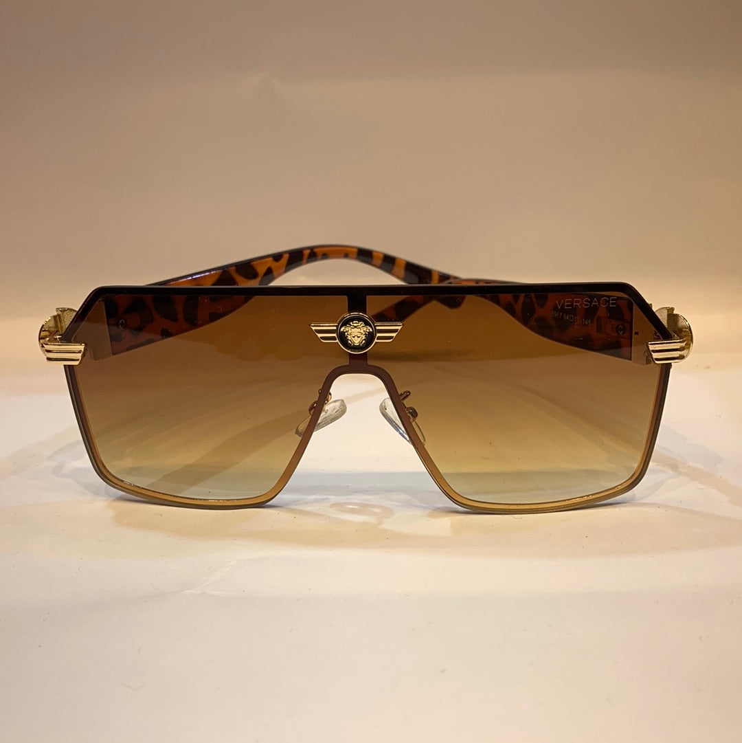 REV Gold Leopard Frame Brown Shade Unisex Sunglass 8517 64 17-145