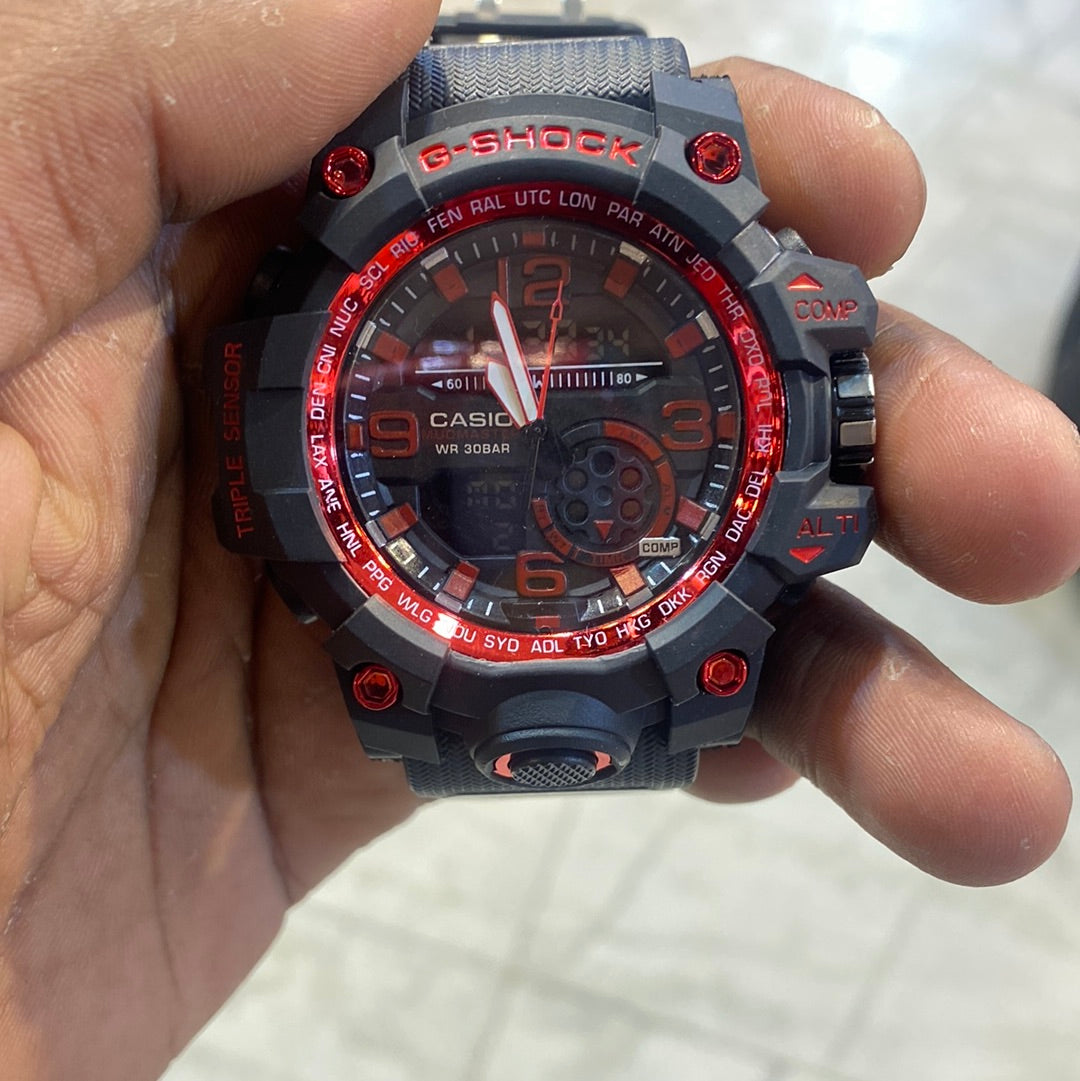 HSG Black Strap Red Dial Water Resistant Sports watch