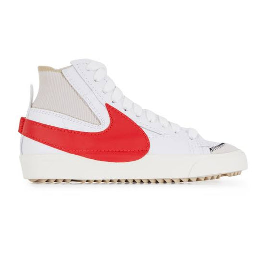 White Cream Red Tick Blazer Mid Ankle Sports Shoes ( Leather)