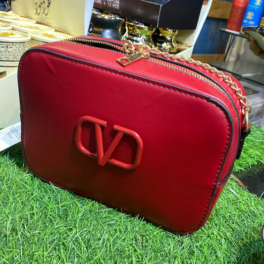 Dark Blood Red V Imported Leather Sling Bag for Her / Ladies / Girls Lav
