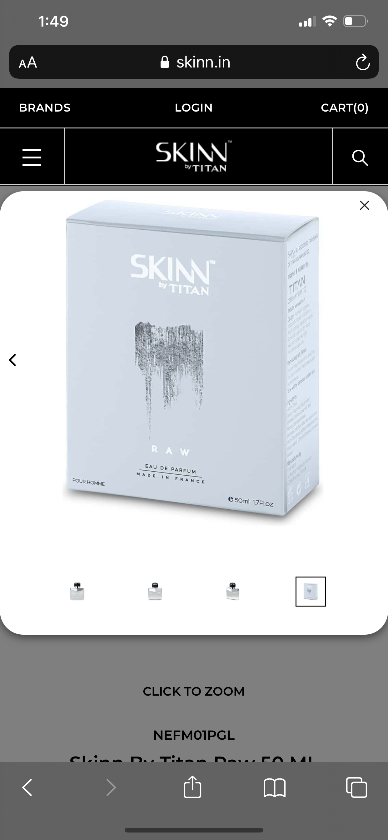 Skinn By Titan Raw 50 ML Perfume For Men EDP(NEFM01PGL)
