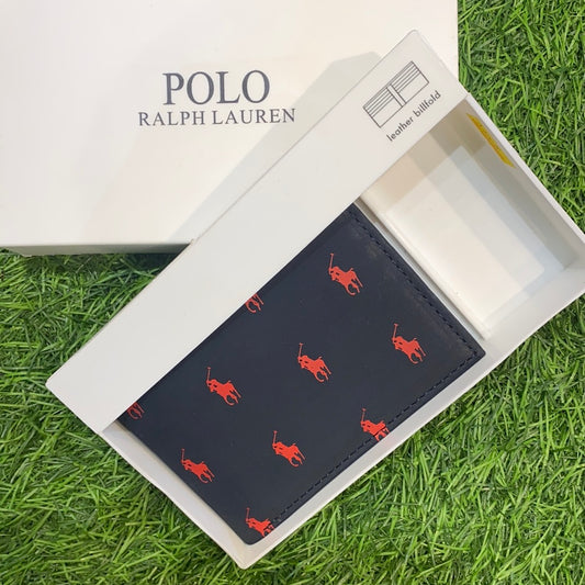 Navy Blue Colour LOP POL With Red Horse Print Genuine Leather Men Wallet 10008