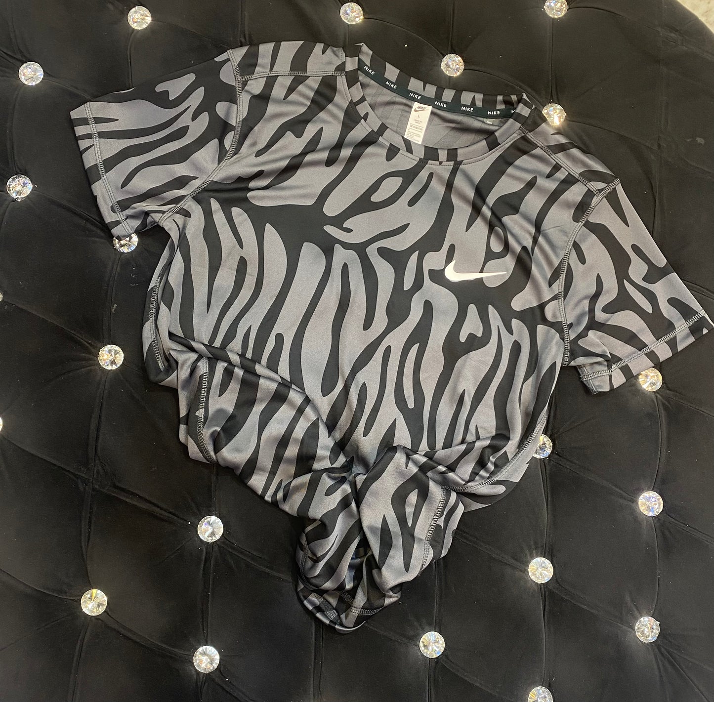KIN Grey Black Colour With Zebra Print Dri Fit Sports TShirt 821333