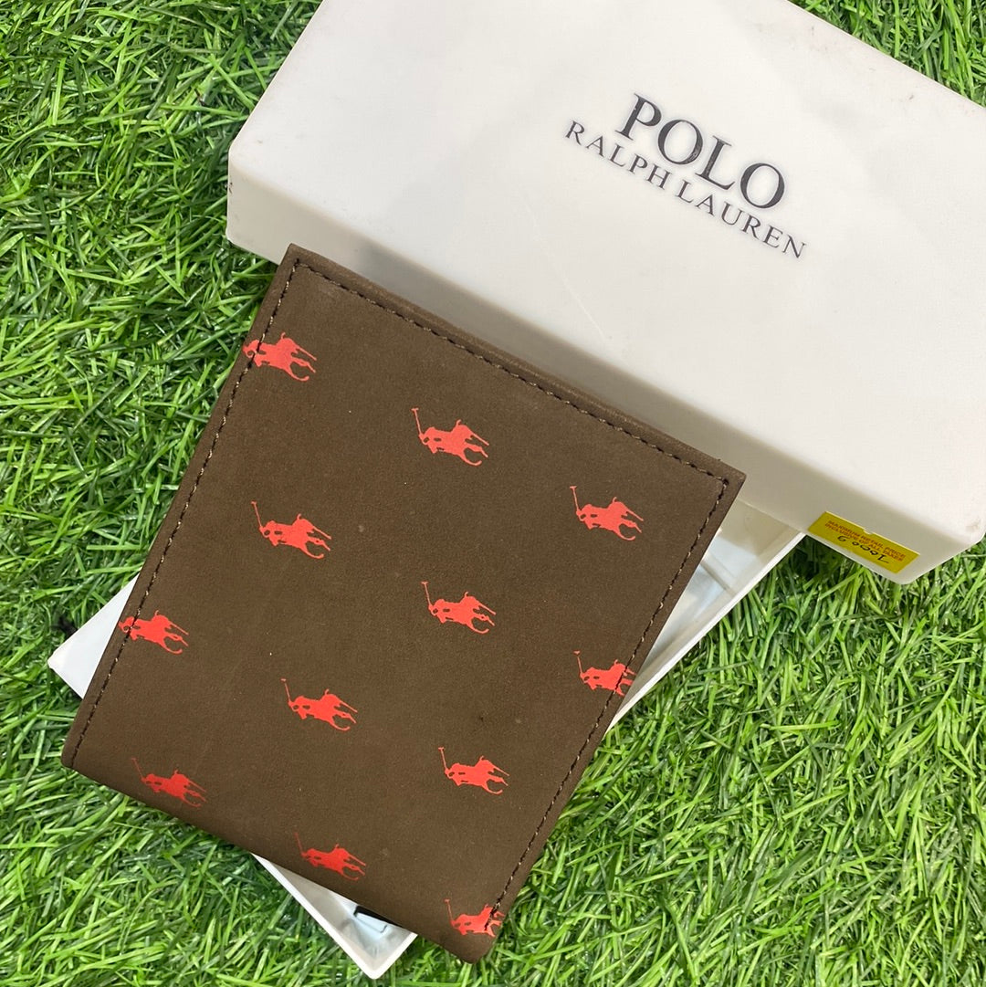 Brown Colour LOP POL With Red Horse Print Genuine Leather Men Wallet 10009
