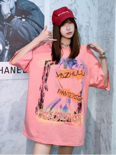 Peach Colour Wesell best Wsps With Back Print Drop Shoulder TShirt 298126
