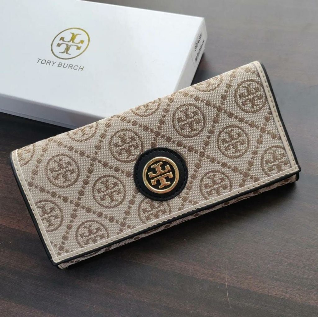 ROT TOR T MONOGRAM JACQUARD APRICOT THREE FOLD WALLET LEATHER  LADIES WALLET