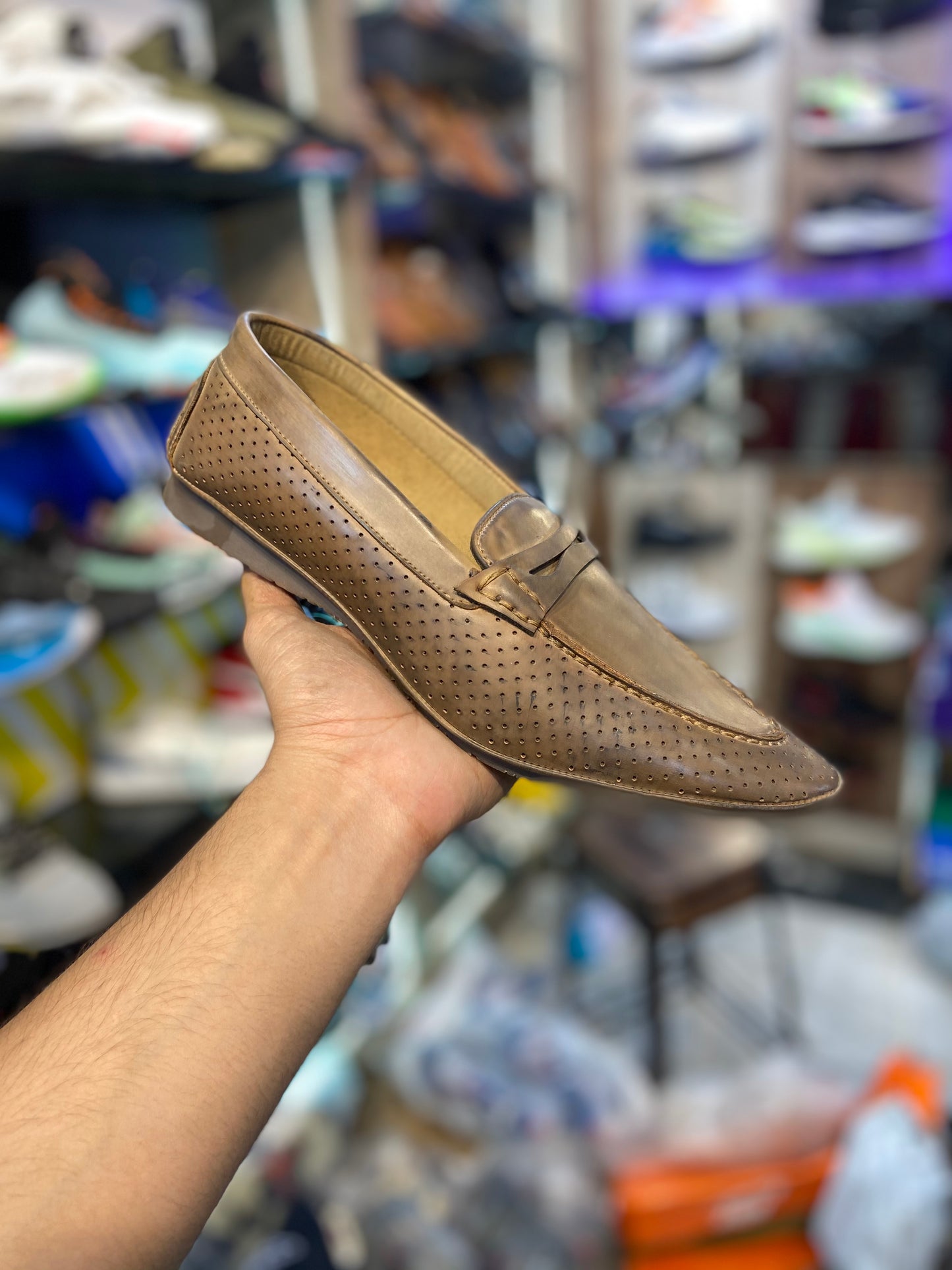 Beige Tan Goose Tie Loafers Formal Shoes For Men Model Number 3153
