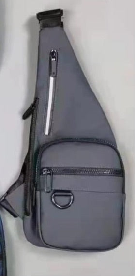 Grey Colour Sling Backpack Multi-Pocket Chest Bag Hiking Travel Daypack 3302
