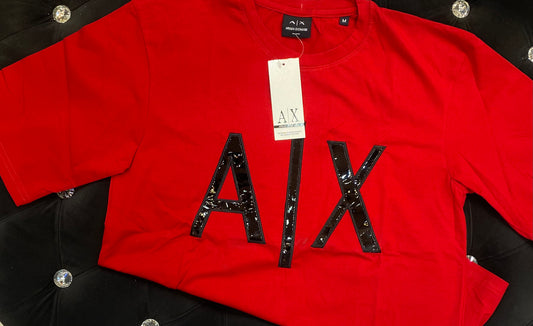 MRA XIA Red Colour With Black XIA Print Drop Shoulder TShirt 112932