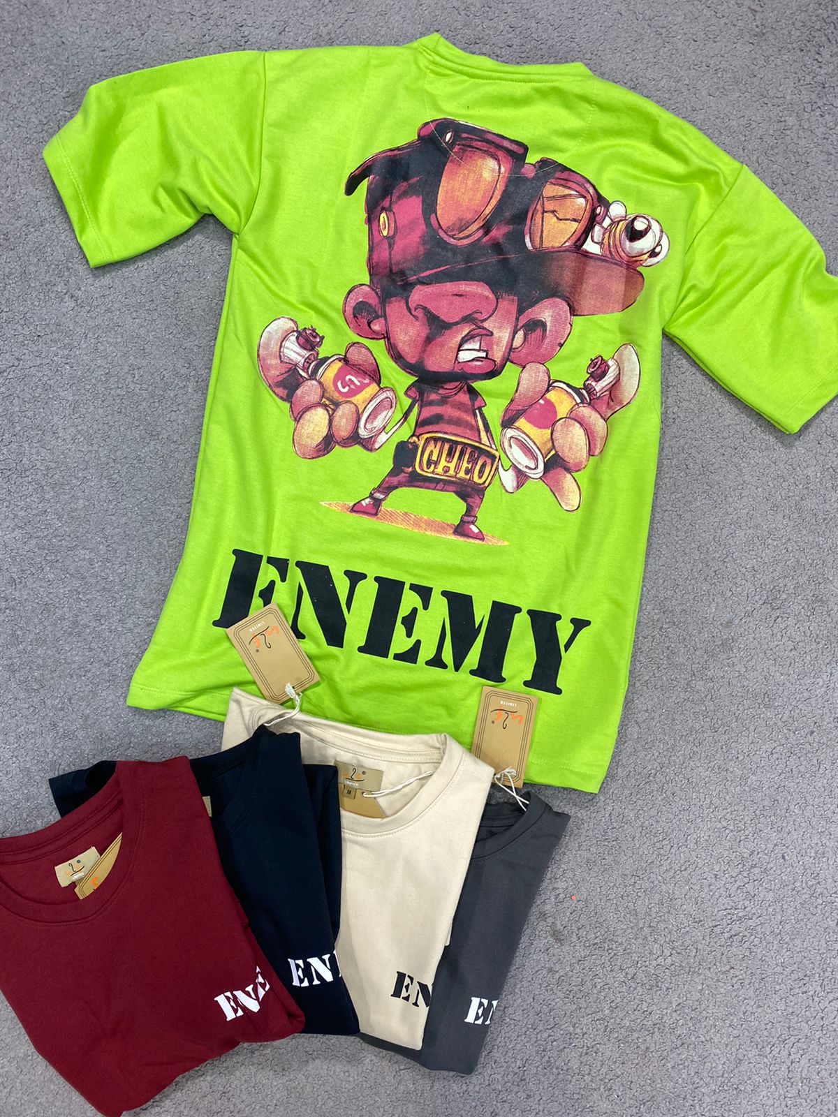 UF Limited Neon Colour With Enemy Back Print Drop Shoulder TShirt 108610