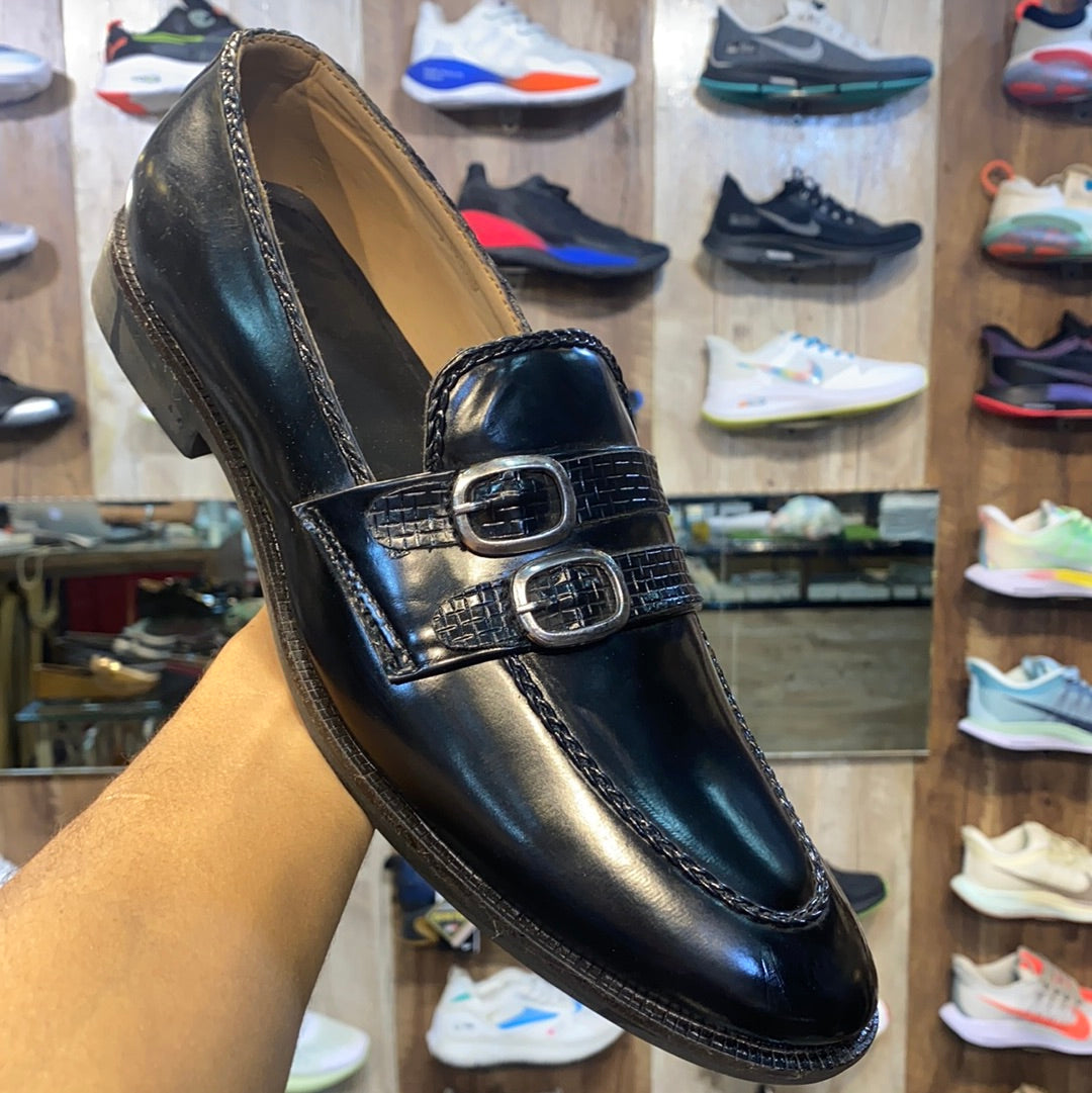 Black Buckle Monk Loafer Formal Shoes 13104