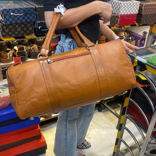 Tan colour genuine leather Duffle Bag 5205005