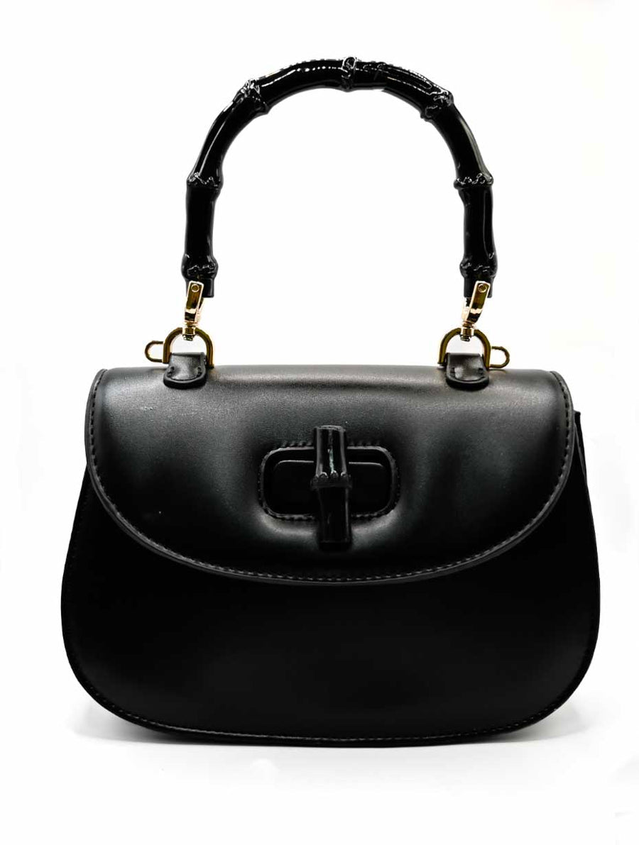 CUG Black Colour With Bamboo Style Short Handle Bag Premium Quality Ladies Bag  975767