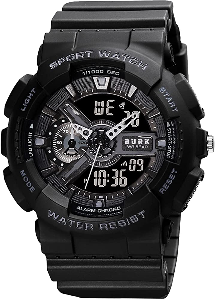 HSG Black Strap Colour Sliver Dial  Water Resistant Sports Watch